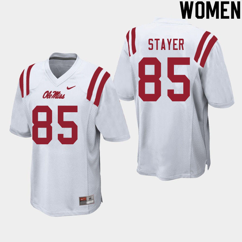 Women #85 Owen Stayer Ole Miss Rebels College Football Jerseys Sale-White